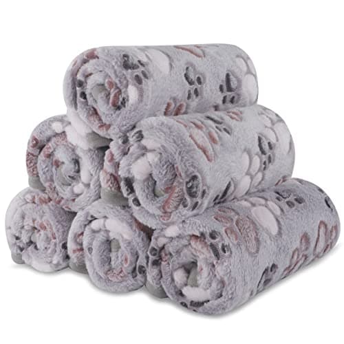 BVAGSS 6 Pack Small Dog Blanket, Super Soft Warm Pet Cover Blankets, Paw Print Puppy Fleece Flannel Blanket for Small Medium Dogs and Cats MW003 - Image 1