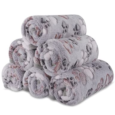 BVAGSS 6 Pack Small Dog Blanket, Super Soft Warm Pet Cover Blankets, Paw Print Puppy Fleece Flannel Blanket for Small Medium Dogs and Cats MW003 - Image 1