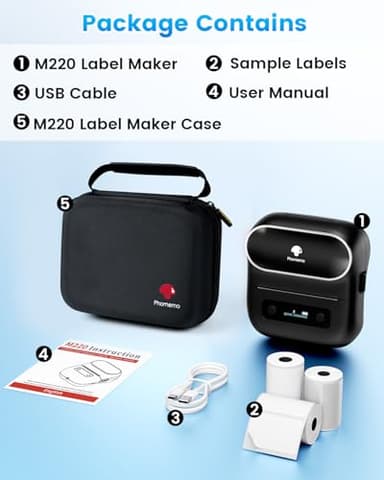 Phomemo Label Maker, M220 Thermal Label Printer, 80mm Portable Bluetooth Barcode Printer Compatible with Andriod/iOS for Home, Office, Small Business, with 3 Packs Label & Case - Image 7