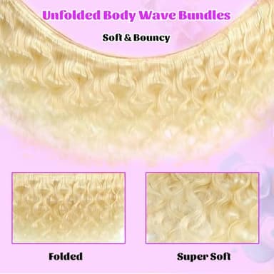 613 Bundles Blonde Bundles Human Hair 28 Inch 613 Body Wave bundles 100% Unprocessed 12A Grade Brazilian Virgin Hair Bundles 1 Bundle Human Hair 613 Blonde Bundle Human Hair Extensions for Women - Image 5