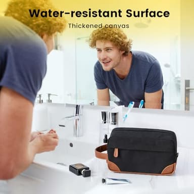 Vorspack Travel Toiletry Bag - Hanging Toiletry Bag for Men Water Resistant Canvas Shaving Bag with Large Capacity for Travel - Black - Image 5