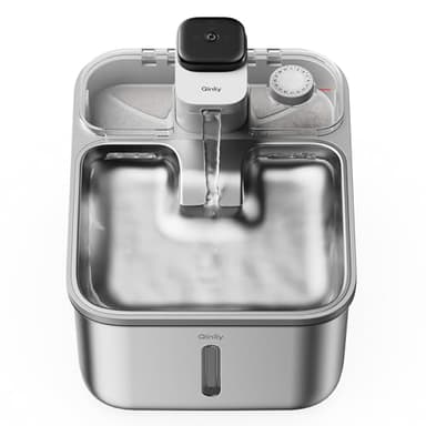 Stainless Steel Cat Water Fountain Wireless for Cats Indoor, Automatic Metal Dog Water Dispenser,Cordless Battery Operated Pet Drinking Fountain,Rechargeable Waterer with Motion Sensor 123oz, Gray - Image 1