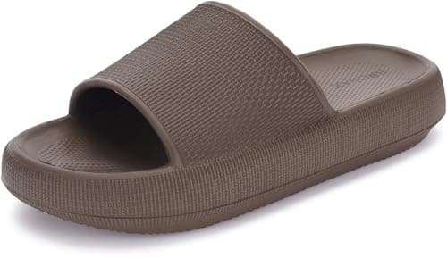 BRONAX Slides for Women and Men Pillow Slippers House Home Summer Garden Spa Bathroom Sandals Comfy Cushioned Thick Sole 40-41 Chocolate - Image 1