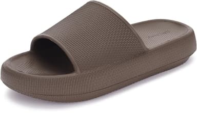 BRONAX Slides for Women and Men Pillow Slippers House Home Summer Garden Spa Bathroom Sandals Comfy Cushioned Thick Sole 40-41 Chocolate - Image 1