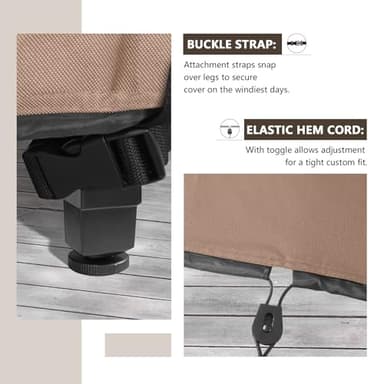 ULTCOVER Rectangular Patio Heavy Duty Table Cover - 600D Tough Canvas Waterproof Outdoor Dining Table and Chairs General Purpose Furniture Cover Size 88L x 62W x 28H inch - Image 5