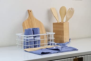 Lane Linen Kitchen Towel Set, 6 Pack 100% Cotton Hand Towels For Kitchen, Dish Towels For Drying Dishes, Lint Free, 14"x25", Good For Cleaning Windows, Ceramic Surface, Glass Stovetops - Blue Chambray - Image 4