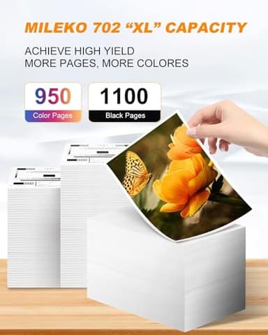 MILEKO 702XL Ink Cartridges Remanufactured Replacement for Epson 702XL 702 702 XL T702XL use with Workforce Pro WF-3720 WF-3730 WF-3733 Printer (1 Black 1 Cyan 1 Magenta 1 Yellow,4 Pack High Yield) - Image 3