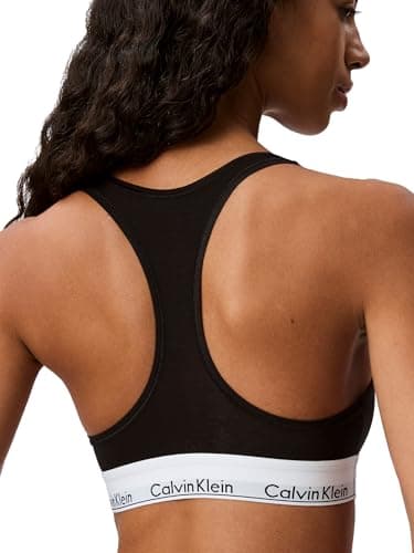 Calvin Klein Women's Modern Non-Wired and Non paded Cotton Bralette, Black, Large - Image 5