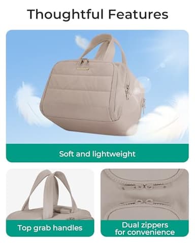 BAGSMART Travel Toiletry Bag, Lightweight Large Wide-open Travel Bag for Women, Puffy Cosmetic Makeup Bag Organizer with Handle for Accessories,Essentials, Toiletries, Grayish Brown - Image 6