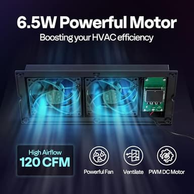 VIVOHOME Quiet Register Booster Fan with Opening 4" × 12" with Intelligent Thermostat 10-Speed Control, 13.8" x 5.5" Vent Cover, Smart Register Vent for Room Floor Wall, Gray - Image 3