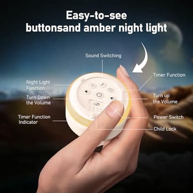 Portable Sound Machine & Night Light, White Noise Sound Machine for Baby & Adults with 12 Selected Sounds - Rechargeable, Memory Function, Timer - Sleep Soother, Home & Travel, Light Khaki - Image 6