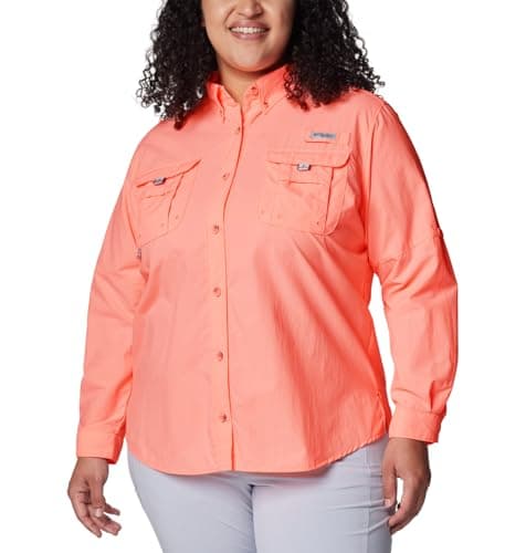 Columbia Women's PFG Bahama II Long Sleeve Fishing Shirt, Tiki Pink, 3X - Image 1