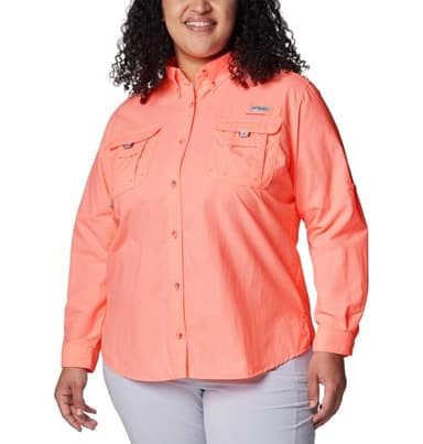 Columbia Women's PFG Bahama II Long Sleeve Fishing Shirt, Tiki Pink, 3X - Image 1