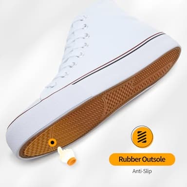 ZGR Womens High Top Canvas Sneakers,Lace up Canvas Shoes,Casual Tennis Walking Shoes(White.US7) - Image 4