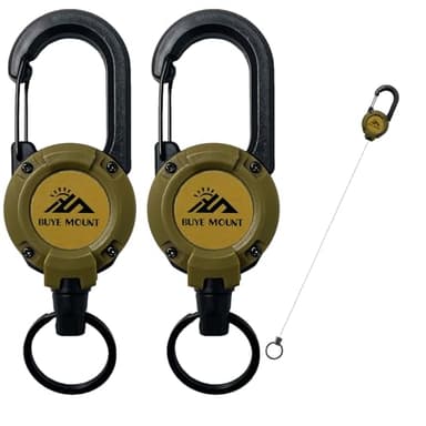 Yojaro Retractable Keychain Heavy Duty 2Pack, Multitool Carabiner Badge Holder, Retractable Keychain Clip Id Holder, Upgraded 58cm Stainless Steel Cord Yellow - Image 1