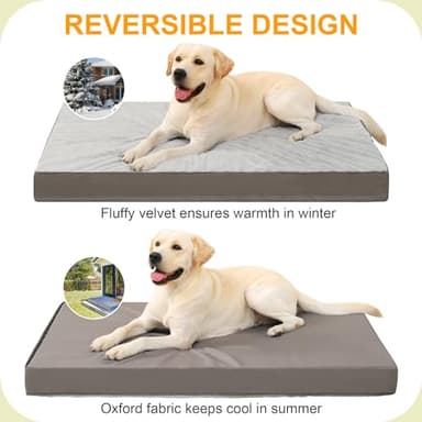 KSIIA Orthopedic Dog Bed, Waterproof, 41 x 27 Inch, Gray, Deluxe Plush, Removable Cover, Durable Zipper, Orthopedic Foam, 3-Inch Thick, For Dogs Up to 80lbs - Image 4