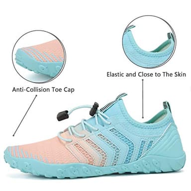 WateLves Water Shoes Mens Womens Beach Swim Shoes Quick-Dry Aqua Socks Pool Shoes for Surf Yoga Water Aerobics (Gradient Pink Blue, 38) - Image 7