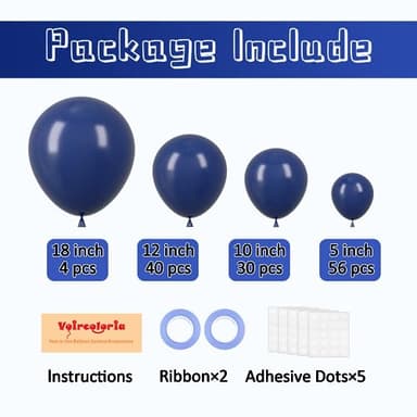 Voircoloria 130pcs Navy Blue Balloons Different Sizes 18" 12" 10" 5" Dark Blue Balloons for Birthday Graduation Baby Shower Anniversary New Year Party Holiday Decorations - Image 2