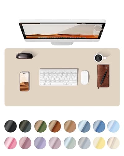 YSAGi Leather Desk Pad Protector, Large Mouse Pad, Non-Slip PU Leather Desk Blotter, Waterproof Writing Pad for Office and Home (31.5" x 15.8", Eggshell) - Image 1