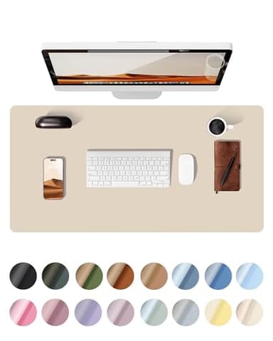 YSAGi Leather Desk Pad Protector, Large Mouse Pad, Non-Slip PU Leather Desk Blotter, Waterproof Writing Pad for Office and Home (31.5" x 15.8", Eggshell) - Image 1