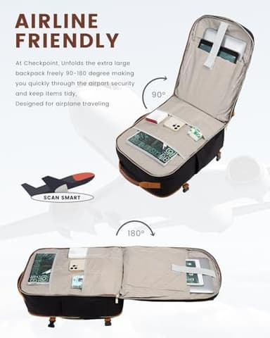 LOVEVOOK 56L Travel Backpack for Women & Men, Airline Approved Carry On Luggage with 3 Packing Cubes, TSA Overnight Bags, Waterproof Personal Item Bag, Weekender Essentials Backpacks fits 17" Laptop - Image 6