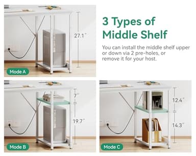 AODK 51 Inch Computer Desk with File Drawers & USB Power Outlets - Reversible Home Office Desk with Storage Shelves, Work from Home, Modern Work/Writing/Study Table for Bedroom, White - Image 6
