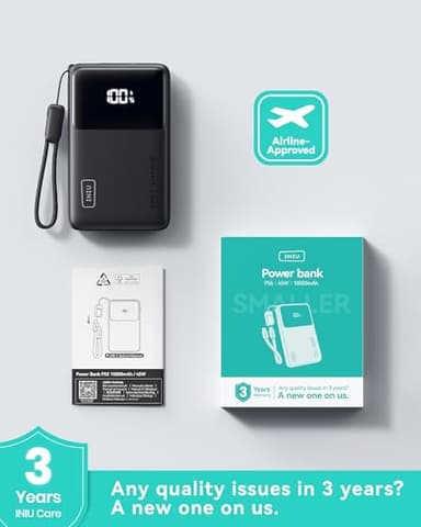 INIU Portable Charger, Slimmest 10000mAh 45W PD Fast Charging Power Bank, USB C in&Out Mini Battery Pack, Travel Essential Phone Powerbank for iPhone 17 16 15 Air Samsung S25 S24 Google Pixel iPad etc - Image 8