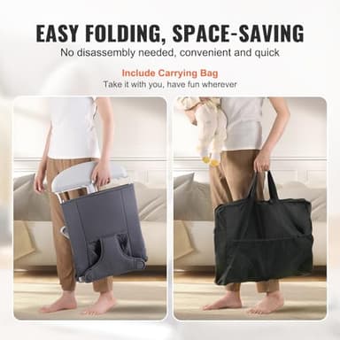 VEVOR Baby Bouncer, Folding Bouncer Seat for Babies 0-9 Months, Portable Baby Bouncer Seat with 2 Reclining Angles, 3-Point Harness & Carrying Bag, Ideal for Indoors Outdoors, Dark Gray - Image 8