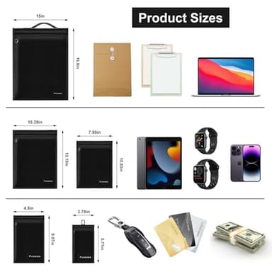 Large Faraday Bags Emp Proof for Car Keys & Phone & Tablets & Laptop & Key Fob - 5 Pack Faraday Cage Faraday Key Fob Protector Faraday Pouch, Anti-Tracking Anti-Hacking, RFID Signal Blocker (Black) - Image 3