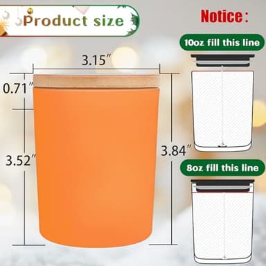 CONNOO 12 Pack 10 OZ Multi Color Glass Candle Jars with Bamboo Lids Nice Sticky Warning Labels for Candle Making Empty Container Bulk - Dishwasher Safe - Image 2