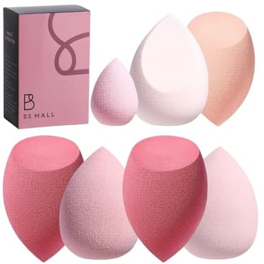 Makeup Sponge Set BS-MALL with Storage Case 7 Pcs for Liquid, Cream, and Powder,SAVE Foundation with 1 Mini Makeup Sponge For Travel Daily Use (A-Pink） - Image 1