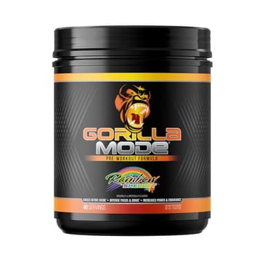 Gorilla Mode Pre Workout - Massive Pumps · Laser Focus · Energy · Power - L-Citrulline, Creatine, L-Tyrosine, Betaine, Hydroprime®, Alpha-GPC, 400mg Caffeine, Huperzine A - 776g (Rainbow Sherbet) - Image 1