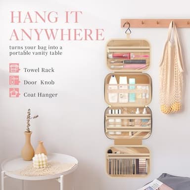 HOTOR Travel Toiletry Bag - Hanging Toiletry Bag for Women & Men, Makeup Bag/Big Comparment, Waterproof for Travel Accessories, Travel Essentials, Medium, Black - Image 5