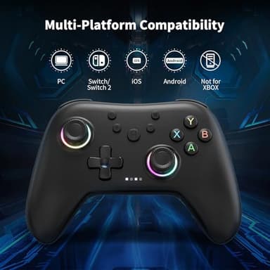 AceGamer Aurora Generation 2.4G Wireless Bluetooth Controller for Windows PC/Android/Switch/iOS/Steam Deck, Hall Joysticks and RGB Light- Upgraded PC Gaming Controller and Back Buttons Lock (Black) - Image 6