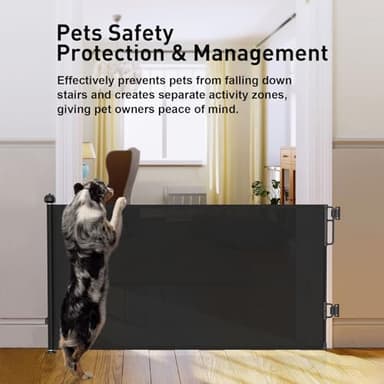 Cumbor Retractable Baby Gates for Stairs, Mom Choice Award Winner-55 Wide Mesh Dog Gate for Doorways, 34" Tall Easy to Use Pet Fence for The House, Toddler Safety Essentials Indoor&Outdoor, Black - Image 5