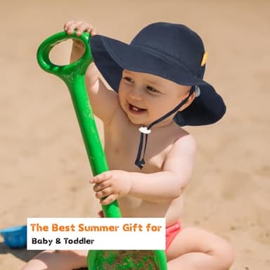 Baby Girl Sun Hat with UPF 50+ Outdoor Adjustable Toddler Beach Hat with Wide Brim Bucket Hats for Kids 6-24 Months Navy - Image 2