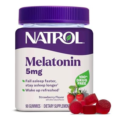Natrol Melatonin Gummies, Sleep Support, 90 Strawberry-Flavored Adult Melatonin Gummies, 5 mg Sleep Aids for Adults - Image 1