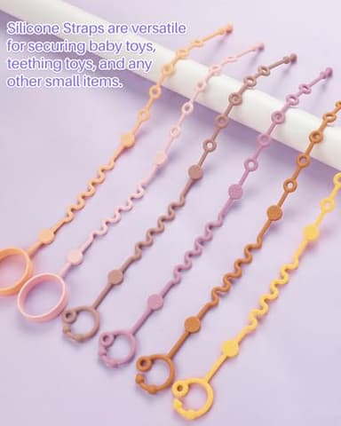 LittleHugs 3pcs Adjustable Toy Strap Holder - Silicone Baby Tether Pacifier Clip - Travel Essential Leash for Stroller, High Chair, Car Seat - Image 5