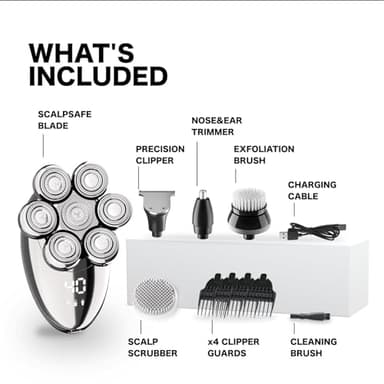 Head Shavers for Bald Men, Electric Razor, IPX8 Waterproof Dry/Wet Bald Head Shaver with 10000 RPM High-Speed Motor, Rechargeable Head Razor with LED Display, USB-C Cable, Perfect for Home & Travel - Image 8