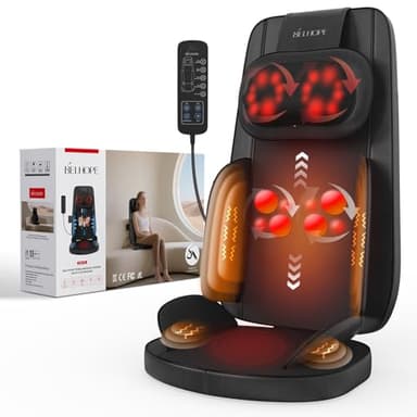 Shiatsu Neck and Back Massager with Heat, 4D Kneading Back Massager for Pain Relief Deep Tissue, Comfortable Back Massage for Chair, Massager for Home Office, Christmas Gifts for Women Men Parents - Image 1
