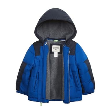 OshKosh B'gosh Baby Boy's Fleece-Lined Hooded Puffer Jacket Winter Coat, Blue - Image 2
