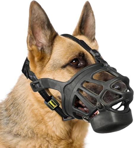 Dog Muzzle, Basket Muzzle with Slow Feeder Pad for Small Medium Large Dogs, Humane Cage Mouth Guard for Positive Training, Stop Biting Chewing Scavenging Licking, Allow Panting, Easy to Use - Image 1