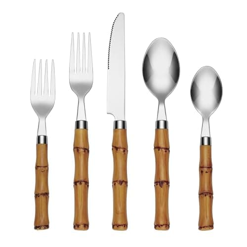 Bamboo Plastic 20 Piece Flatware Set - Image 1