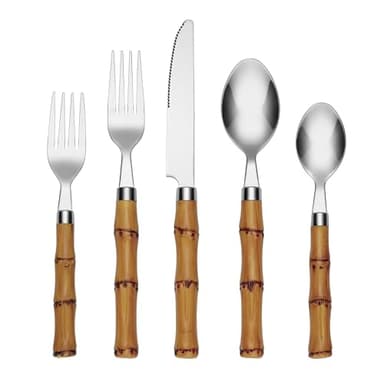 Bamboo Plastic 20 Piece Flatware Set - Image 1