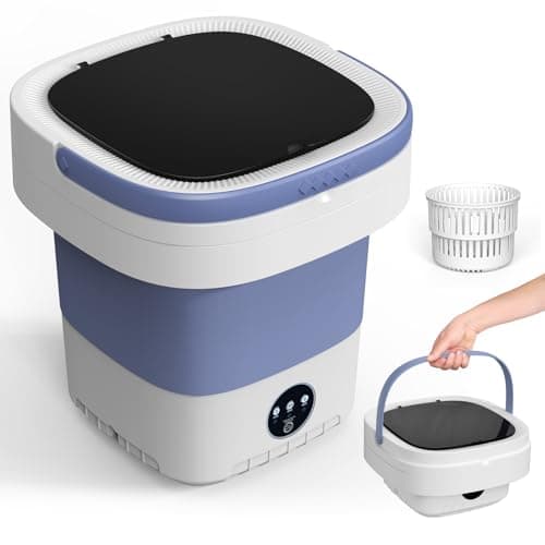 Portable Washing Machine, 12L Upgraded Mini Washing Machine With Spin Basket, Foldable Washer Cleaning for Underwear, Baby Clothes Socks and Small Items, Small Washer for Apartments, Dorm,RV (Purple) - Image 1