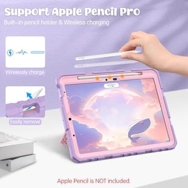 Fintie Case for iPad Air 11-inch M3 (2025) / M2 (2024), iPad Air 5th (2022) / 4th Generation (2020) 10.9 Inch, Fully-Body Rugged Heavy Duty Shockproof Case with Kickstand for Kids, Purple - Image 8