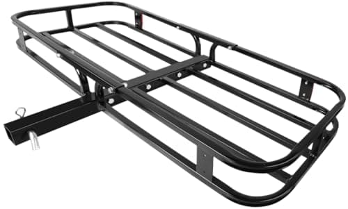 MaxxHaul 70107 53" x 19-1/2" Hitch Cargo Carrier - Trailer Mount Steel With High Side Rails For RV's, Trucks, SUV's, Vans, Cars 2" Receiver 500-lb Load Capacity , Black - Image 1