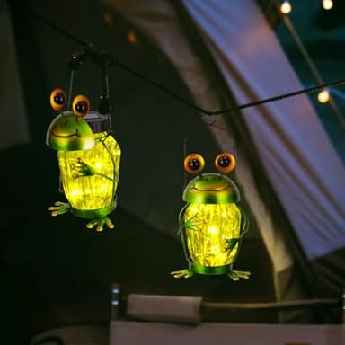 Starsoul 2 Pack Frog Hanging Solar Lantern Outdoor Waterproof, Decorative Frog Solar Mason Jar Lights, Frog Lights Decor for Garden Yard Patio Tabletop - Image 7