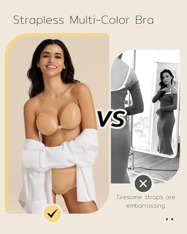 Niidor Strapless Bra Adhesive Backless Sticky Bra with Push Up Invisible Silicone Nude Bra for Low Cut Dresses Comfortable & Secure - Image 3