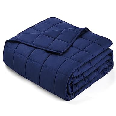 yescool Weighted Blanket for Adults (12 lbs, 48" x 72", Blue) Cooling Heavy Blanket for Sleeping Perfect for 110-130 lbs, Twin Size Breathable Blanket with Premium Glass Bead, Machine Washable - Image 1